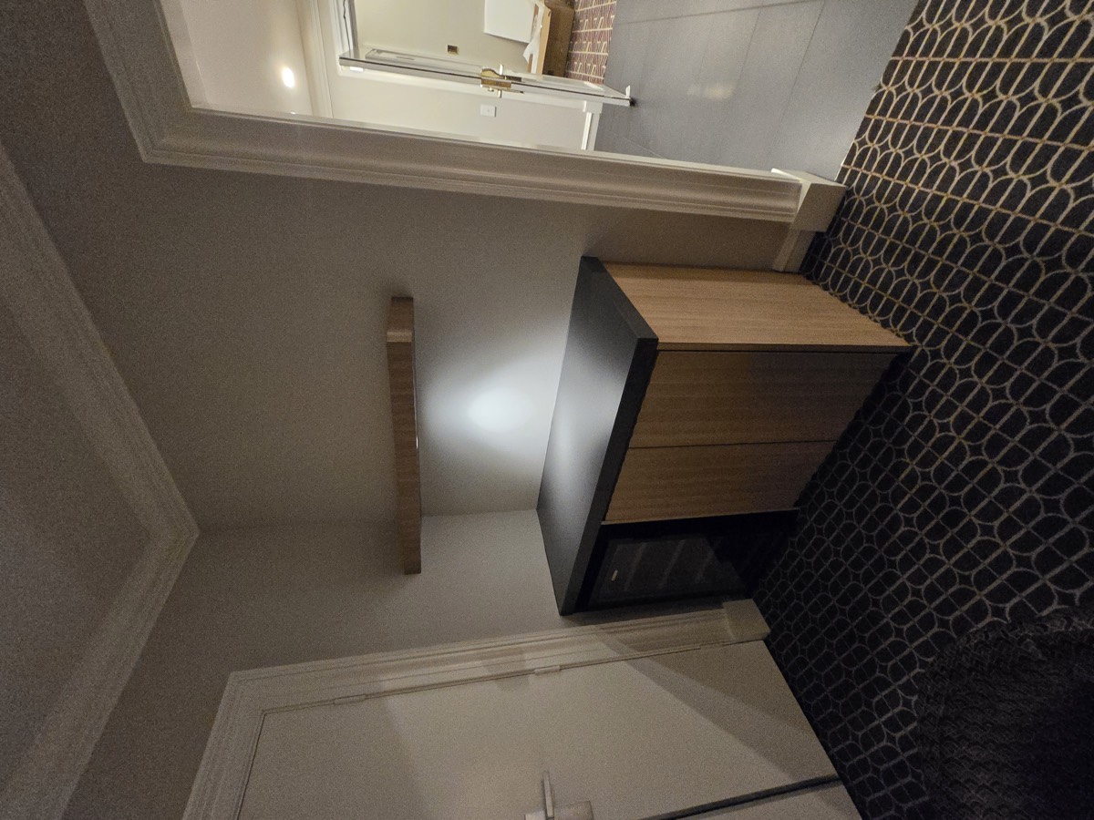 Custom bathroom vanity with timber and dark accents