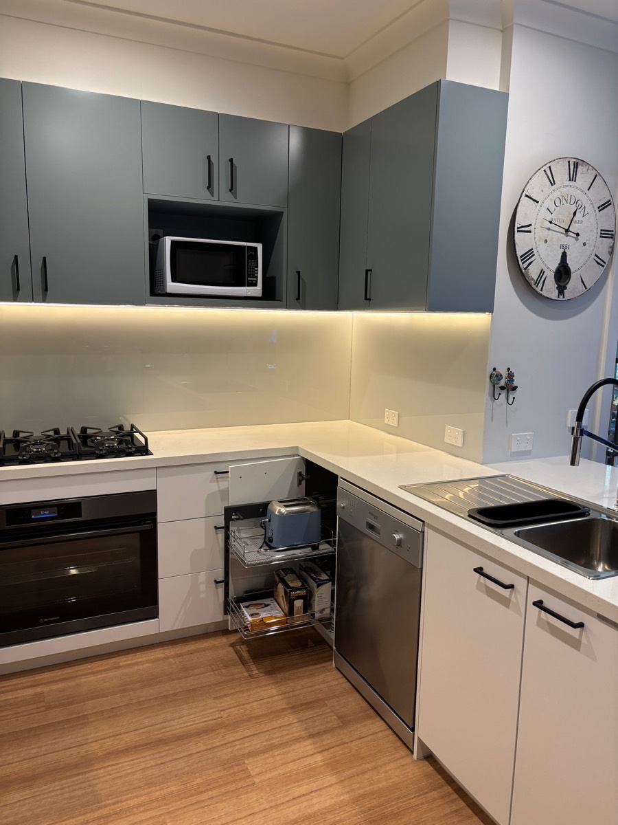 Classic white kitchen overhead view